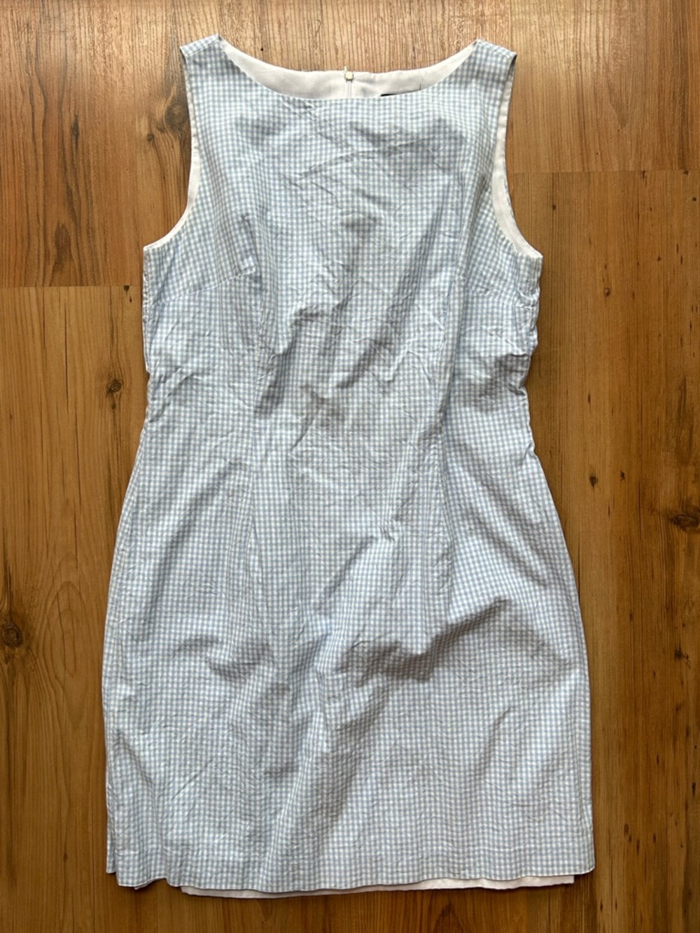 Moda International Light Blue Gingham Sleeveless Shift